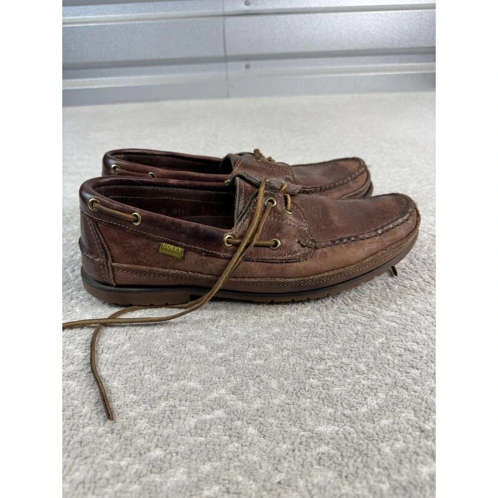 Gokey Shoes‎ Mens Size 10 Brown Leather Camp Moc Boat Shoes Vibram Made in USA